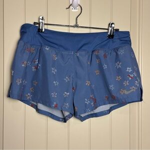 Nike Women’s Dri-Fit Athletic Shorts Blue with Multi Colored Starbursts Large